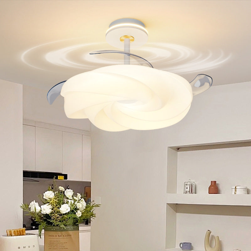 [Strict Selection] Ceiling Fan Light Cream Wind New Room Fan Light Simple Modern Bubble Dining Table Chandelier