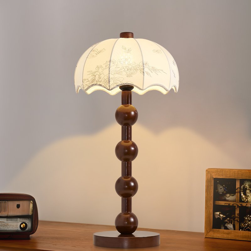 American retro style floor lamp walnut color fabric sofa lamp medieval log style solid wood atmosphere vertical lamp