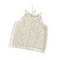 Girls' summer new knitted tank top - baby versatile raglan sleeve tie-up cutout backless sleeveless baby cami