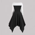 French ruffle trim heavy velvet mini dress - women's autumn/winter  retro style with gold buckle detail, slimming and figure-flattering