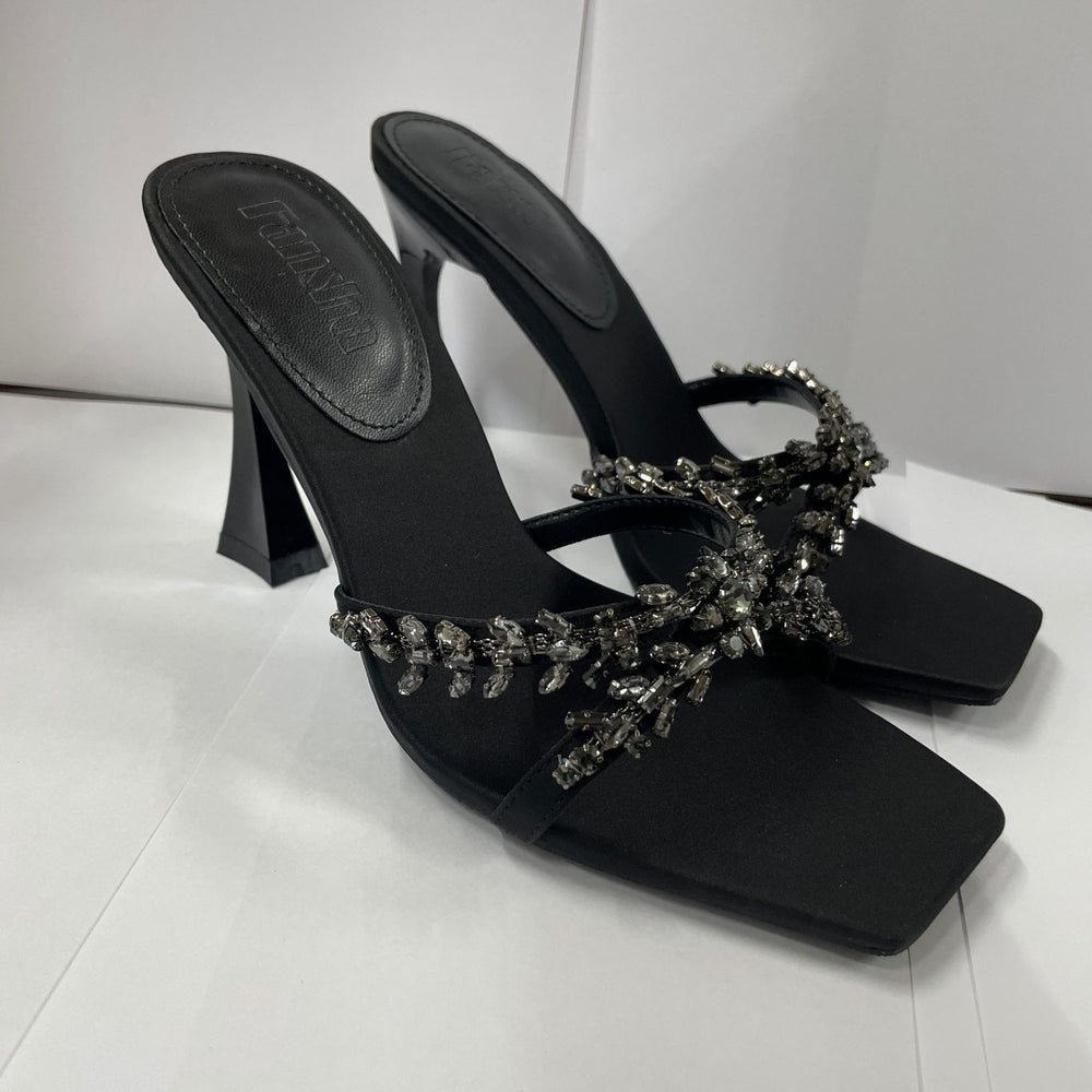 2026 summer european and american style silk satin stiletto heel crossover rhinestone square toe open toe sandals - women's high heel slippers - fashionable and sexy