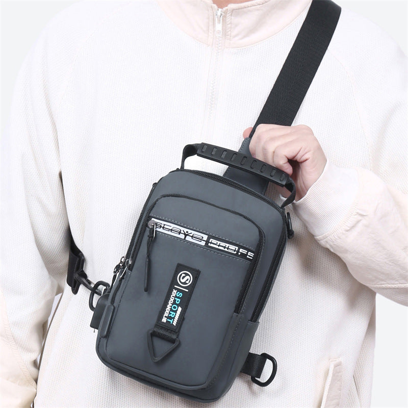 New men's breast bag trendy fashion multi-functional business commuting shoulder bag outdoor leisure travel portable messenger bag