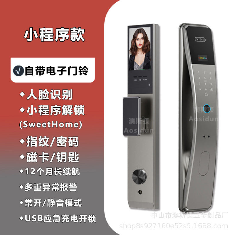 Palm vein smart lock 3d face recognition smart door lock rental house password lock wooden door fingerprint lock graffiti intercom