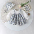 Baby spring autum onesie clothes small floral fake two-piece triangle princess dress baby girl long sleeves romper