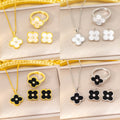 [copper inlaid with zirconium] fashionnew arrival exquisite four-leaf clover bracelet jewelry suitelegant necklace for women four-piece jewelry set