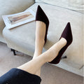 Comfortable heels: stiletto heels for women - 2025 french style work & professional black pumps - suede, spring, slimming