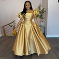European and american cross-border women's fashion:  summer new arrival - elegant puff sleeve square neck high waist a-line maxi dress with flared hem