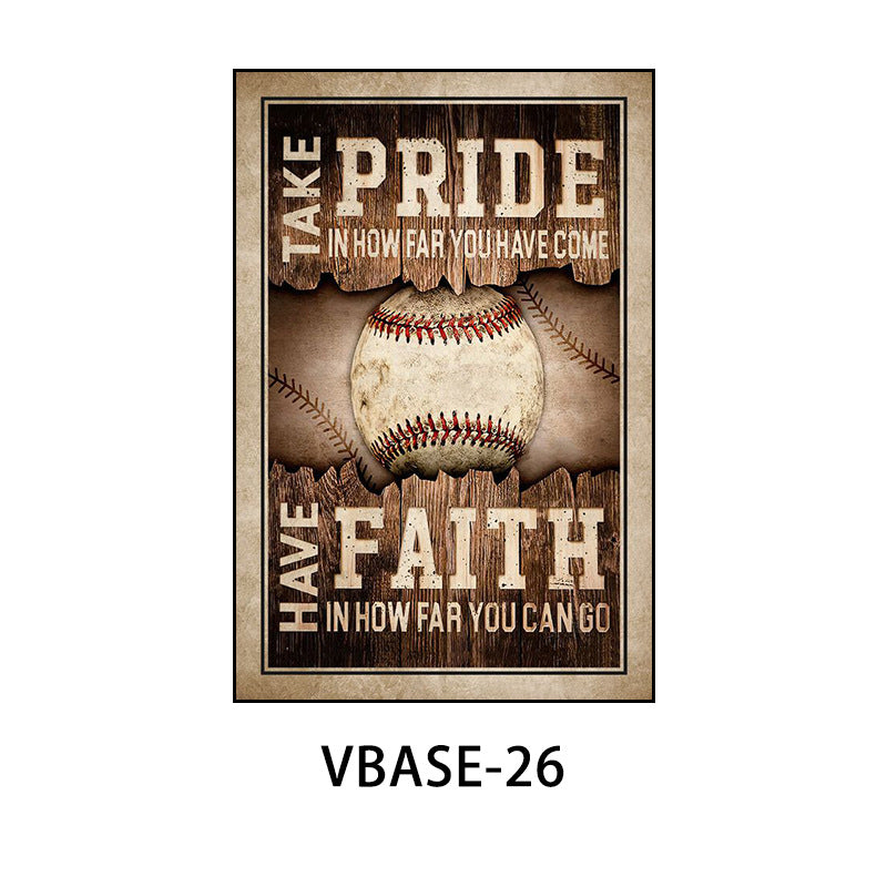 American retro baseball poster decorative painting gym gym hanging painting inspirational sports theme bar mural