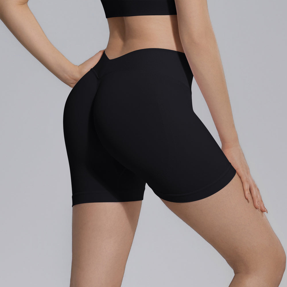 New seamless v-waist yoga shorts - quick-dry, tight-fit, peach lift workout shorts for outdoor running and fitness