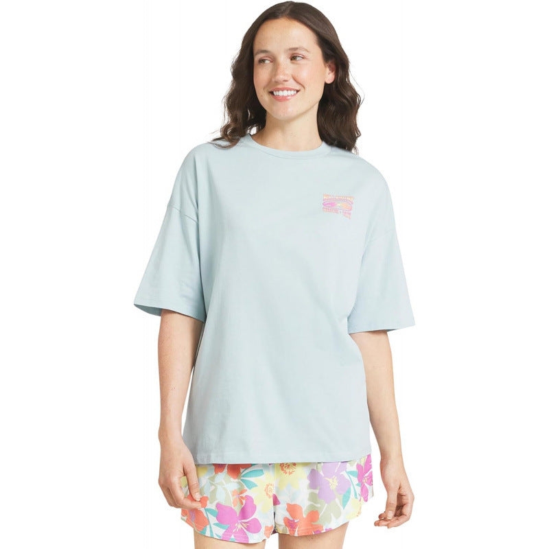 Amazon european style relaxed fit premium soft t-shirt for women,  summer new arrival, short sleeve printed top