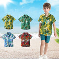 children's clothing, new boys' short-sleeved shirts, vacation beach style floral shirts, boys' short-sleeved shirts, children's shirts for boys, summer