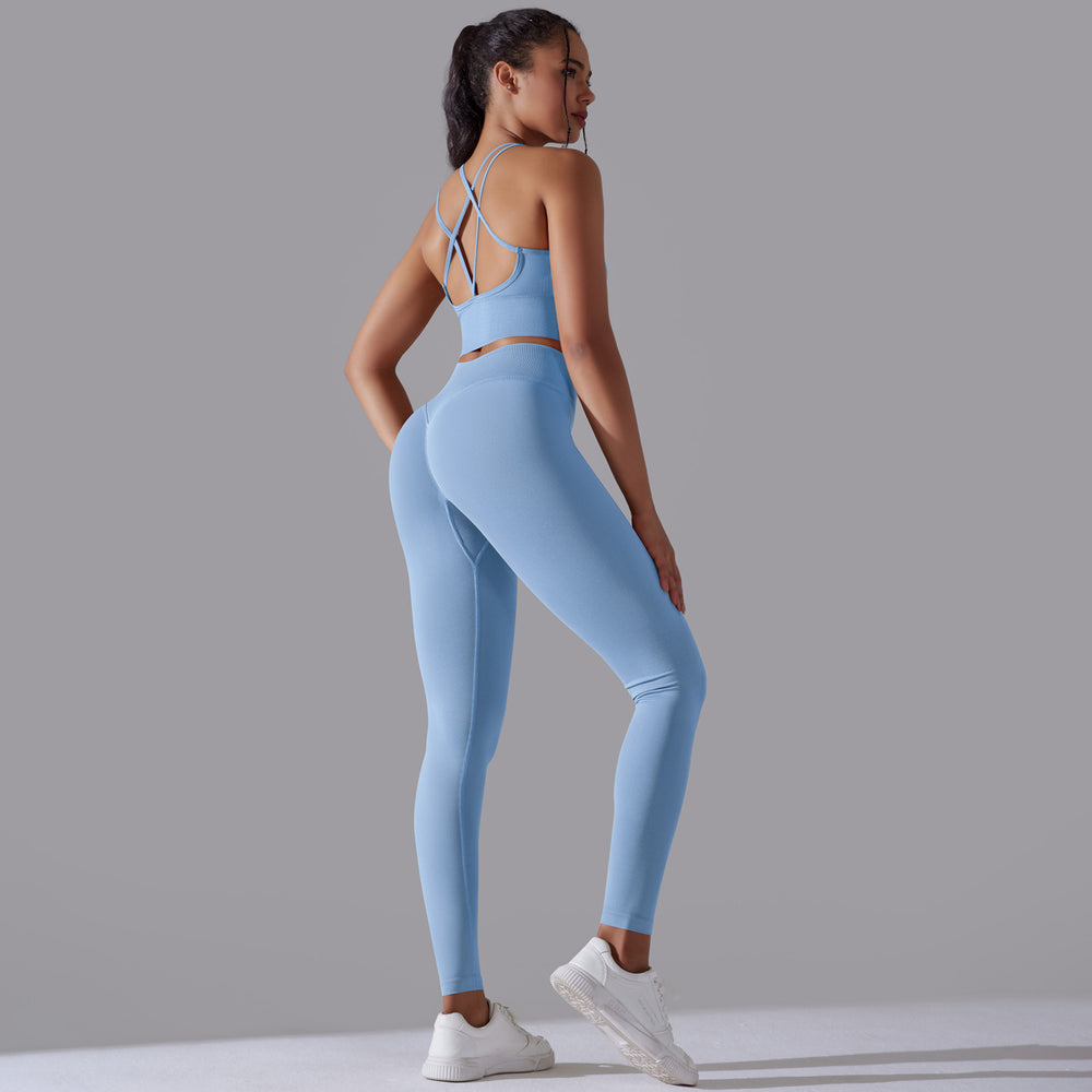 new arrivalhigh waist hip lift seamless yoga clothes sexy sling beautiful back sports bra suit running fitness clothes