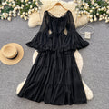French chic square neck tie-up lantern sleeve dress - spring collection, sweet & sultry, slimming, and elegant maxi dress