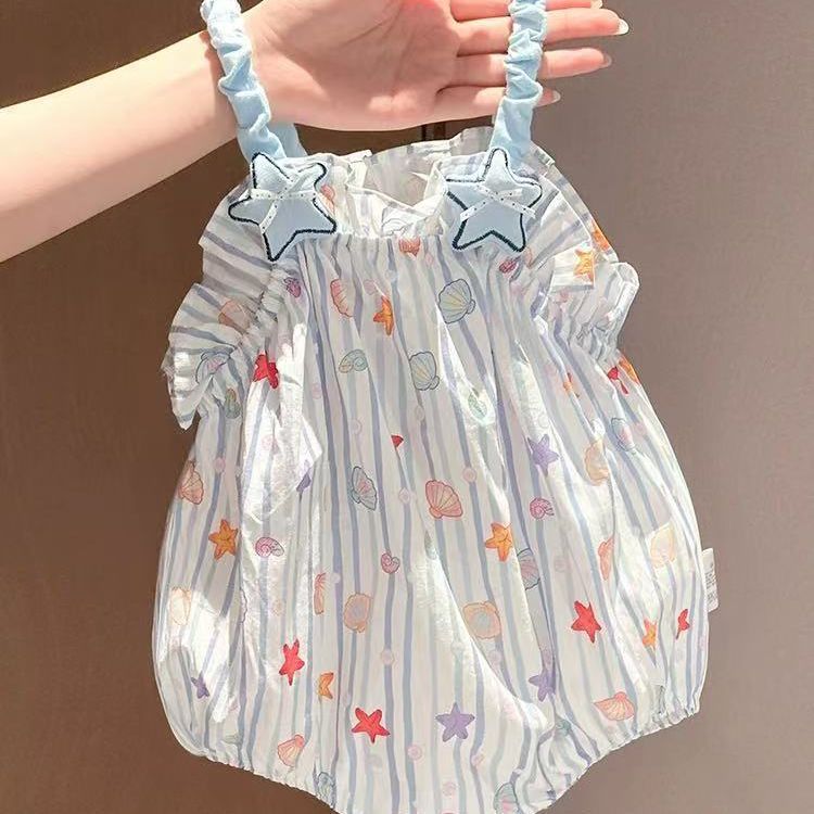 Summer rompersweet baby outwear suspender baby girl sleeveless bag butt cute triangle romper bag butt summer