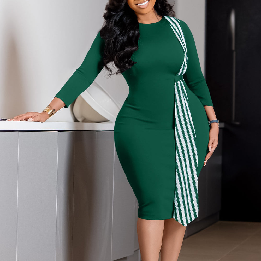 D442 african plus size women's clothing  new arrival: elegant and stylish bodycon pencil dress with round neck - export quality