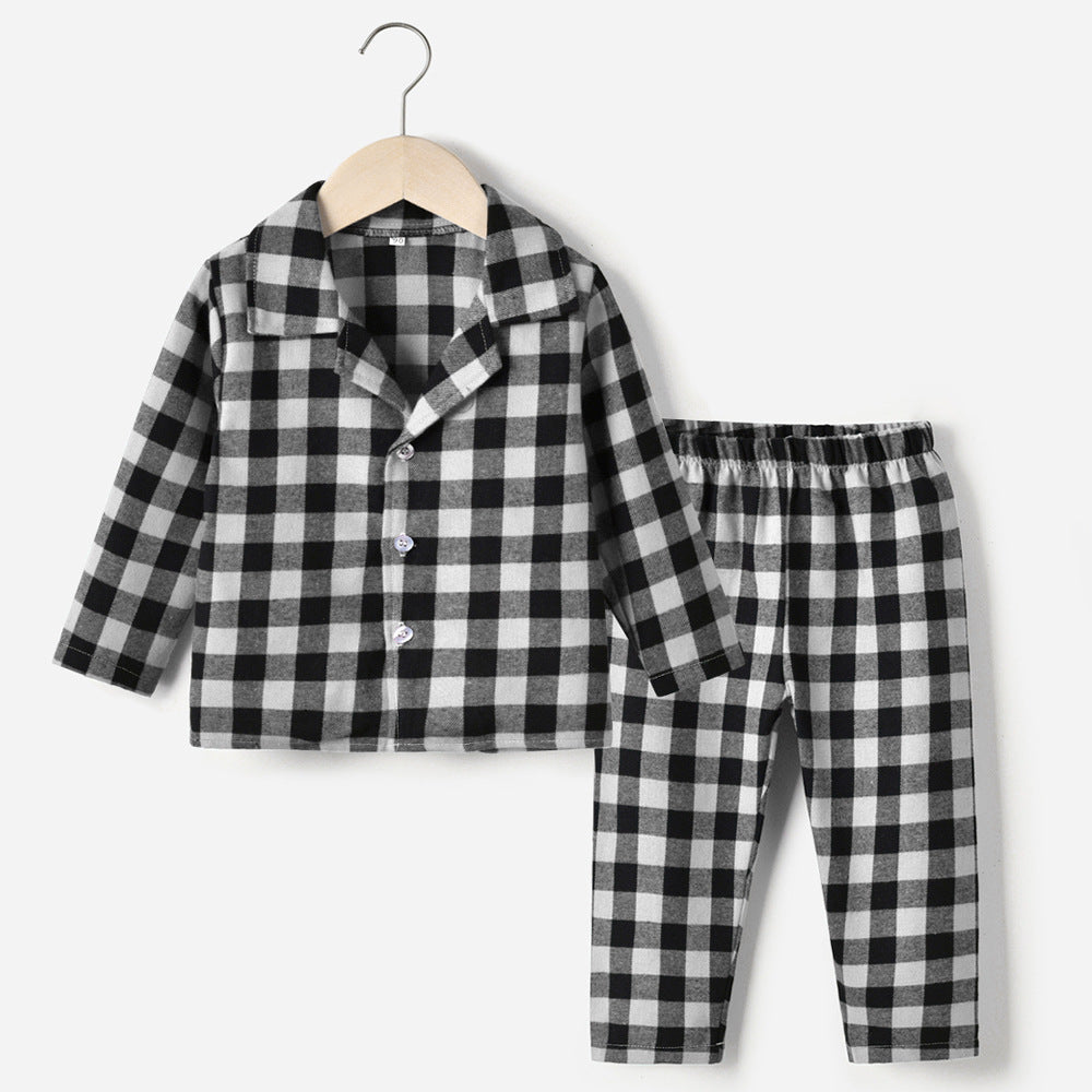 Kids' pajama set - plaid japanese style loungewear for boys and girls - spring/autumn comfortable underwear - children's sleepwear/home clothes