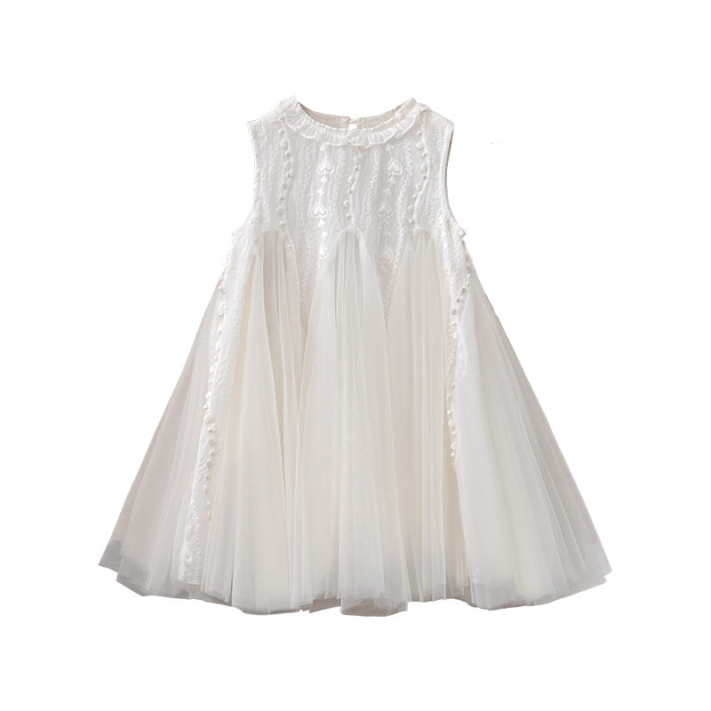 Girls' tank top fashionable princess dress - trendy sleeveless sundress for kids, perfect for summer  birthday parties