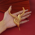 Hollow jewelry tassel suit gold plated elegance leaf earrings, women's classy accessories leaf necklace pendant