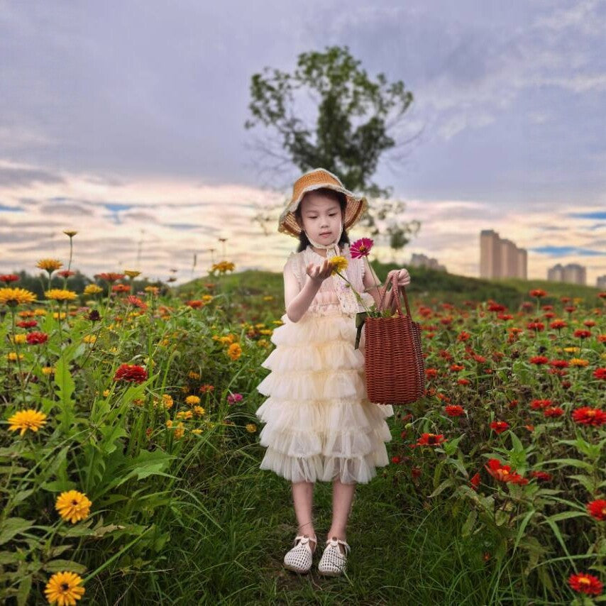 Girls' summer new sleeveless tiered dress princess tutu dress kids birthday party dress