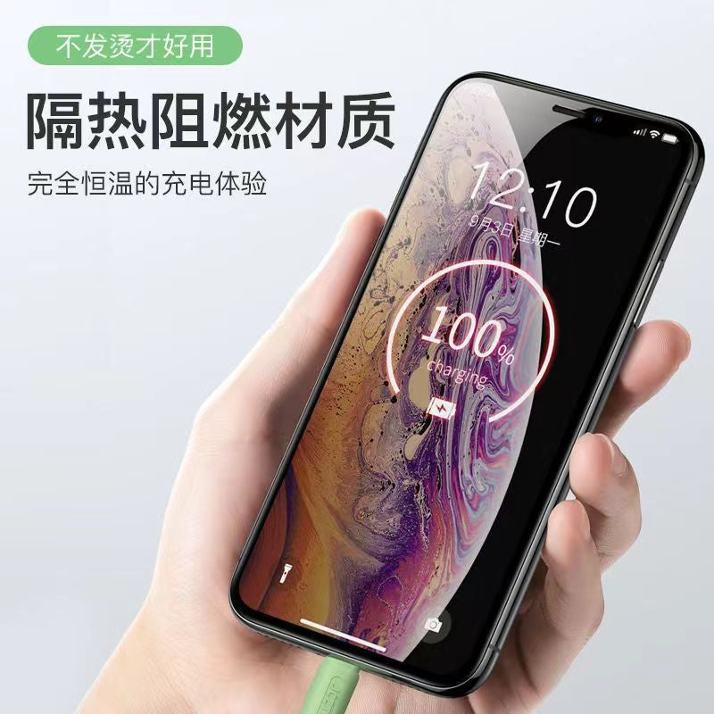 Liquid silicone 3-in-1 charging cable, 3a fast charge, usb cable for apple, huawei, and android devices