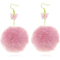 European and american cross-border new jewelry fashion mink stuffed ball pendant earrings european and american creative fall and winter butterfly earrings