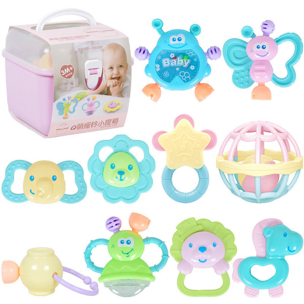 Storage box Baby hand rattle 0-1 years old, newborn baby early education educational toothpaste toys 0-3-6 -12 months