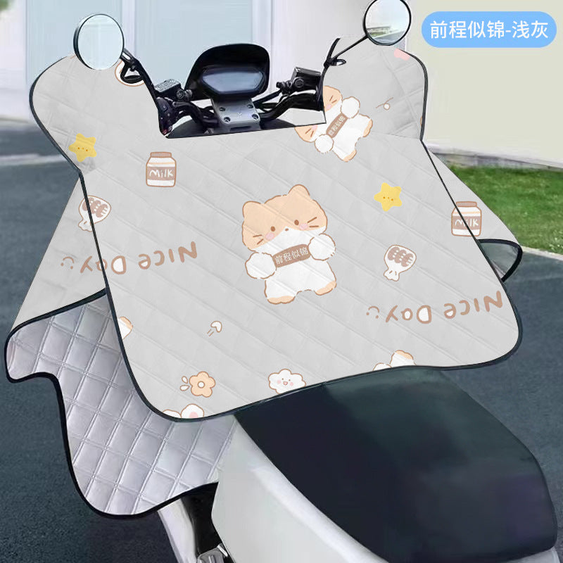 Electric vehicle windshield cover - rainproof, sunproof, windproof, sunshade - thin, waterproof cape style for electric bikes and motorcycles