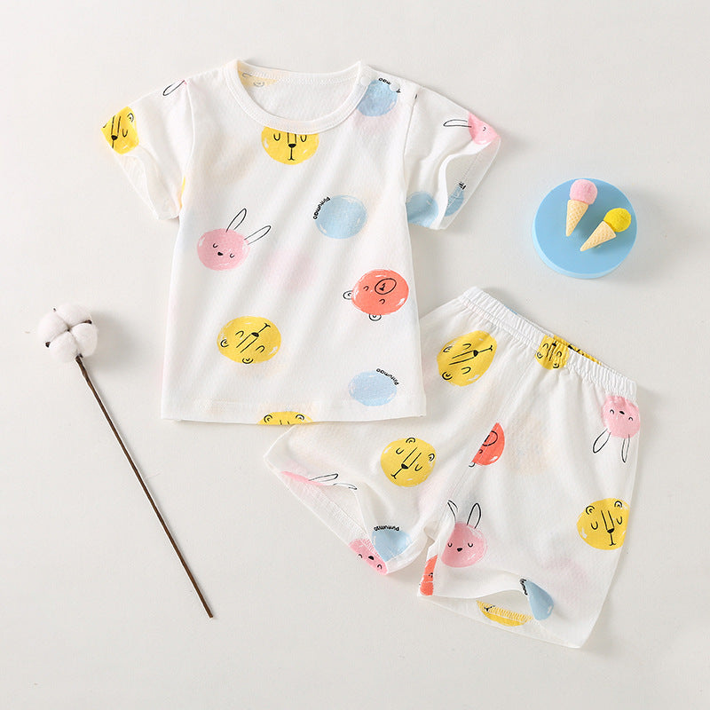 Baby short-sleeve set, 100% cotton, summer infant and toddler loungewear, short-sleeved, 0-3 years old, summer outfit, thin home clothes