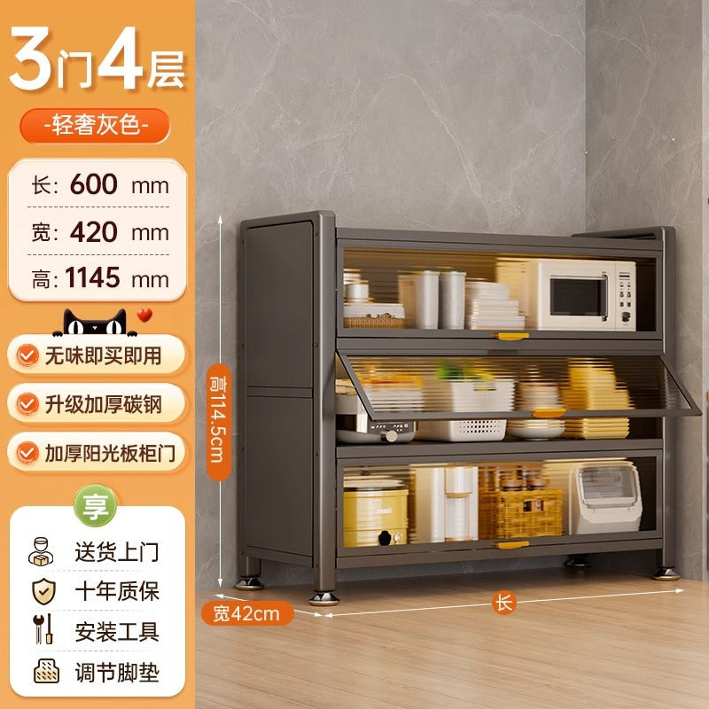 Kitchen storage rack floor-standing multi-layer dust-proof storage cabinet for home multifunctional cupboard sideboard cupboard storage cabinet