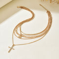 Wholesale diamond-studded cross necklace - european & american cross-border jewelry - women's multi-layered, stackable, high-end sun clavicle chain