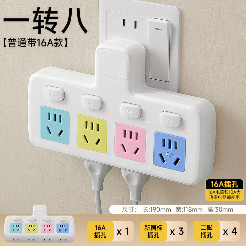 Multi-port usb charging power strip with surge protection, overload protection, five-outlet expansion, independent switches, and bedside night light