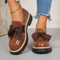 spring new bowknot british style leather shoes women's plus size cross-border export thick-soled loafers wholesale