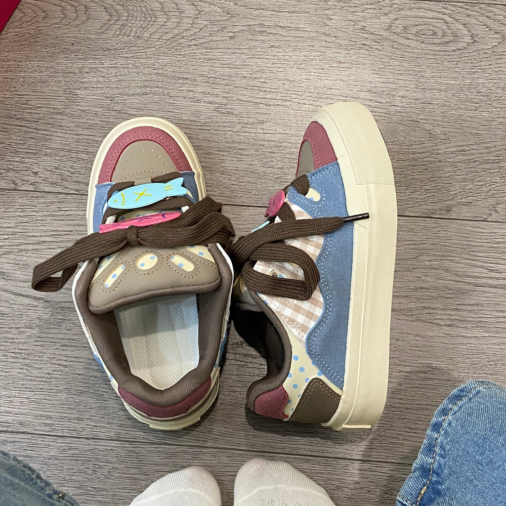 Campus style casual sneakers for women 2026 spring easiest for matchchic shoes thick solewhite shoesretro student skateboard shoes