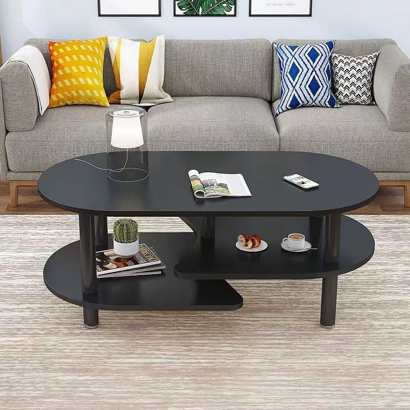 Scandinavian coffee table small apartment living room economical casual modern table creative balcony oval tea table double layer