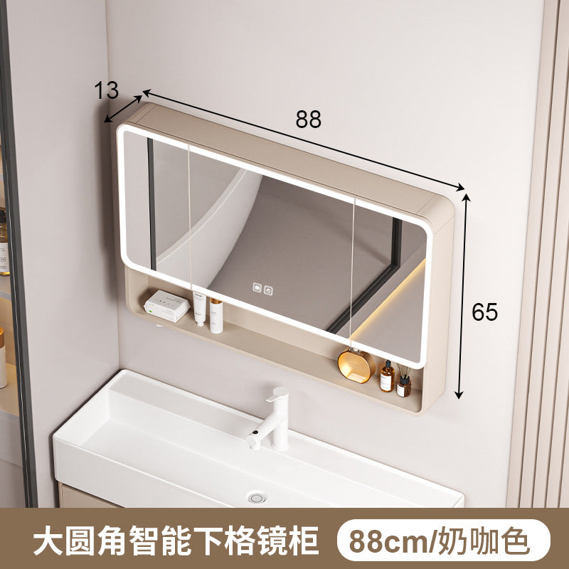Honeycomb aluminum arc bathroom mirror cabinet lighting locker toilet wall-mounted mirror with vanity mirror smart mirror case