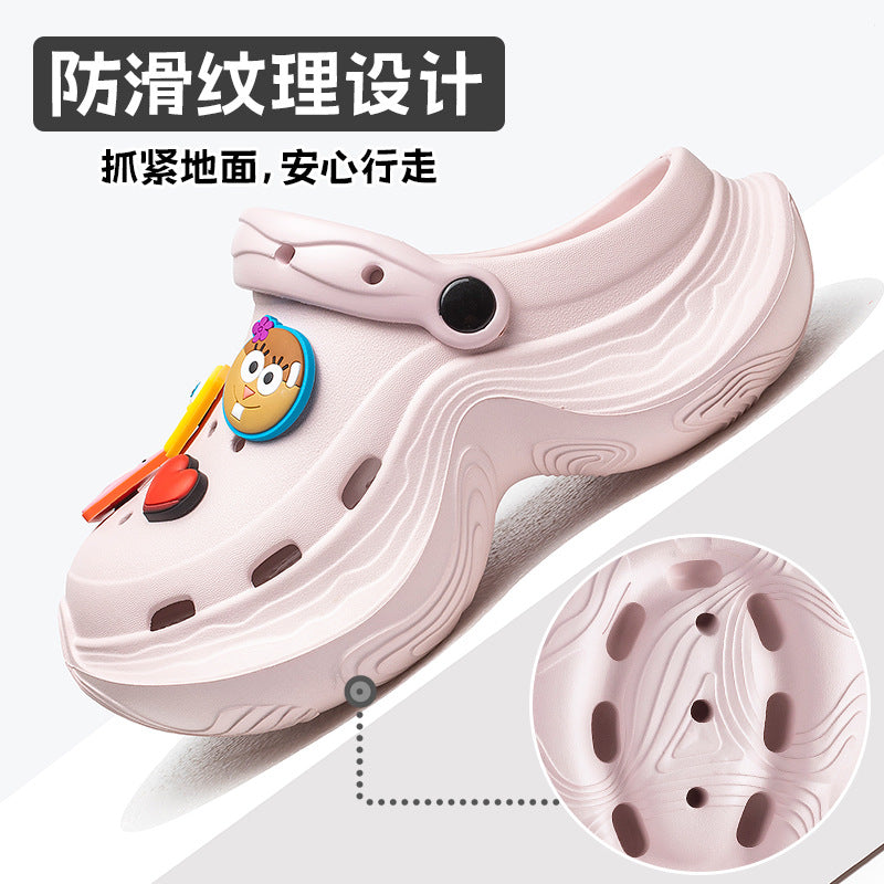 Spongebob squarepants thick sole goddess nightclub high heels crocs summer heightened toe beach sandals women's slippers