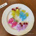 Succulent grape ~ dopamine color block grape cluster earrings for women, 2026 new niche design, high-end earrings