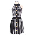 summer american retro halter neck off-shoulder slimming a-line knit mini dress for petite figures