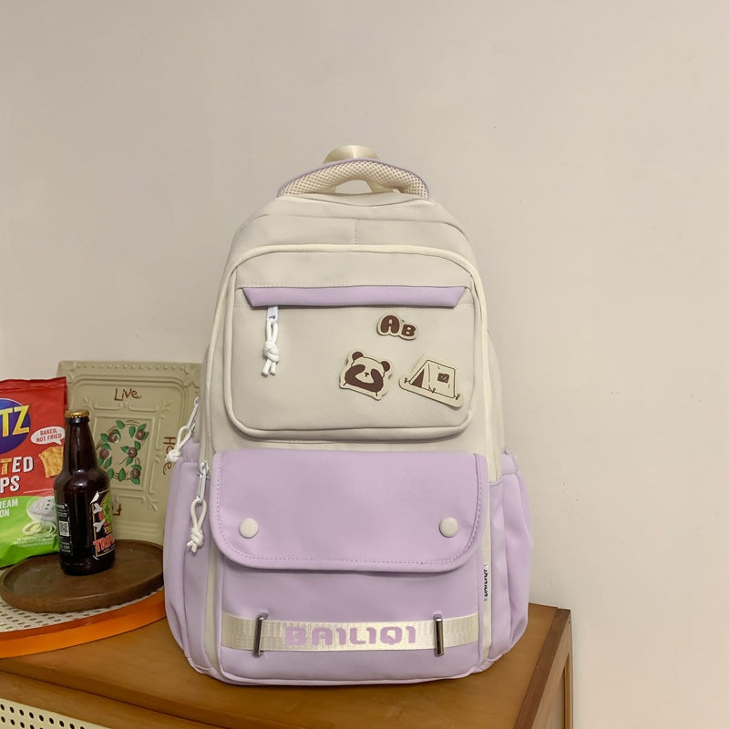 Backpack maillard color classy school bag junior high school student school bag casual travel couple student school bag