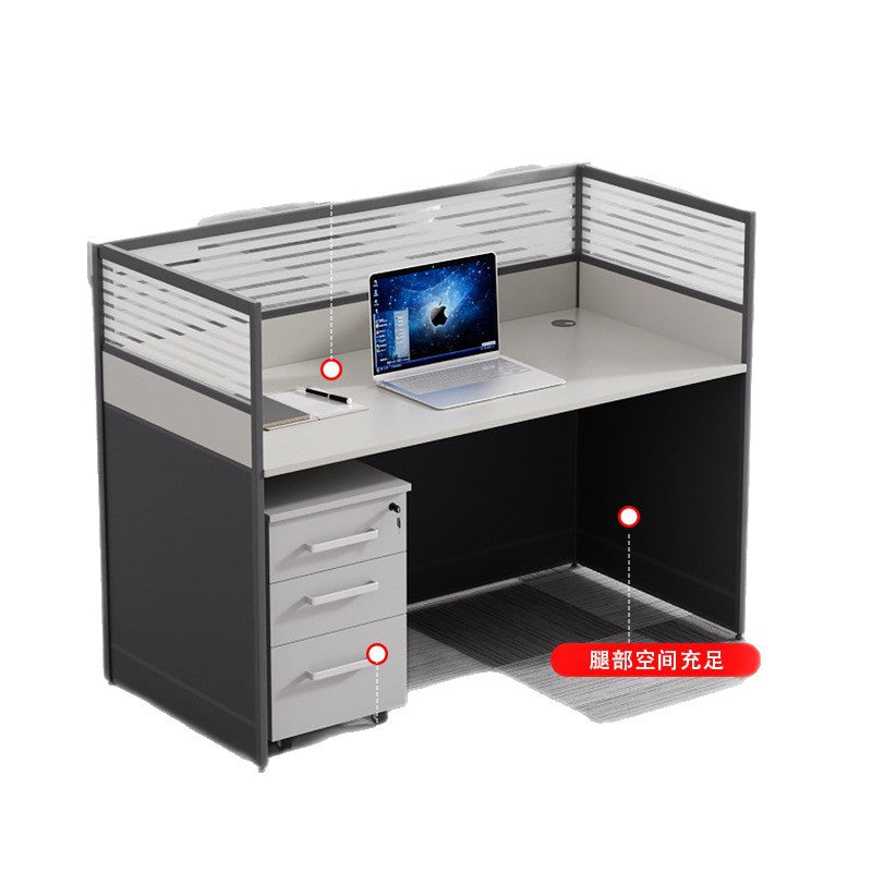 6-person office desk and chair set - minimalist modern office cubicle system with individual workstations and 4-seat partitioned computer desks