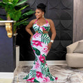 A20306 european and american cross-border women's fashion  sexy printed tie-up bandeau top + ruffle skirt 2-piece set