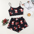 hot-selling christmas european and american style thin pajamas simple printed suspender milk silk shorts sexy two-piece set