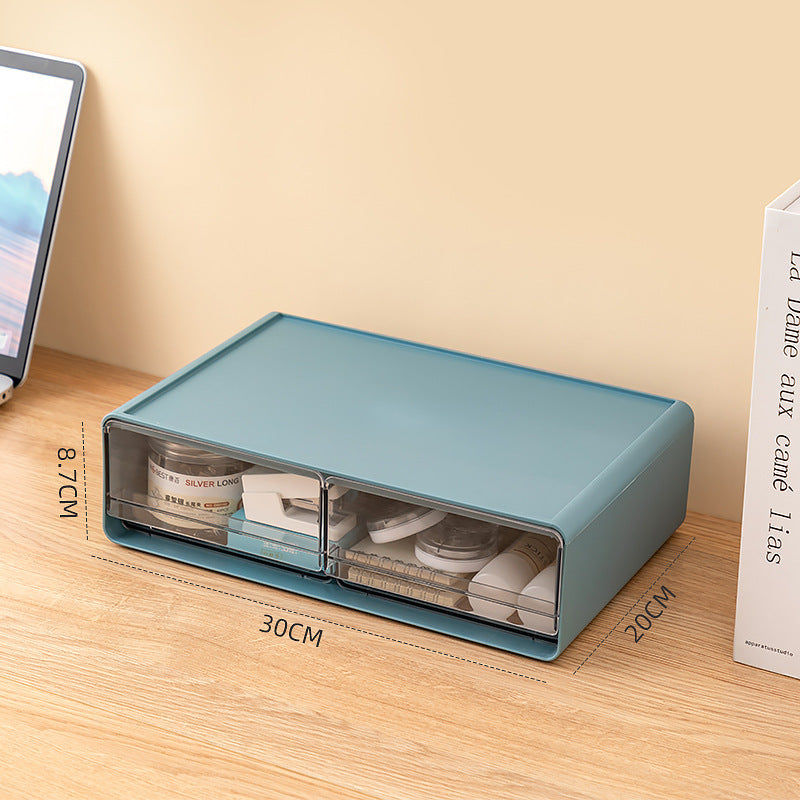 Japanese lipstick cosmetic storage box transparent desktop storage box drawer type book data cable stationery storage box