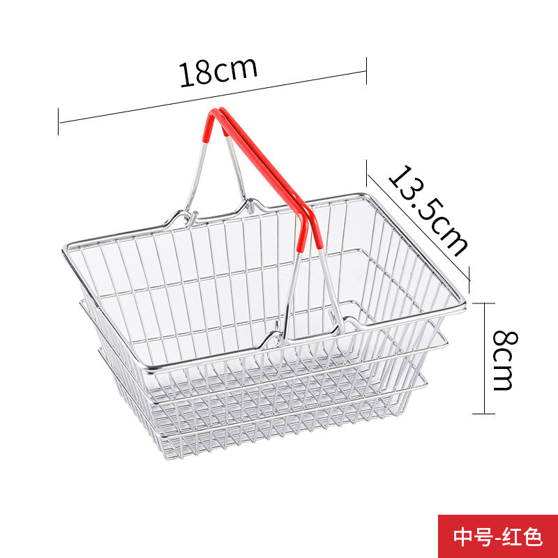 Cross-border  wrought iron simulation shopping basket household cosmetics sundries storage decorative shelf shooting props