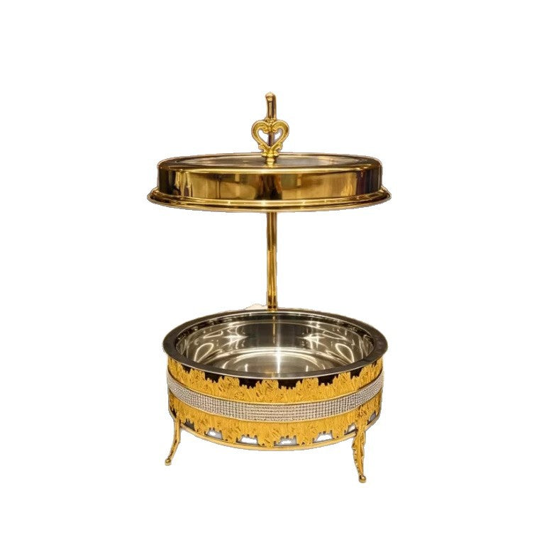 Diamond-shaped golden stainless steel buffet stove 9l hanging buffet stove for hotel restaurants