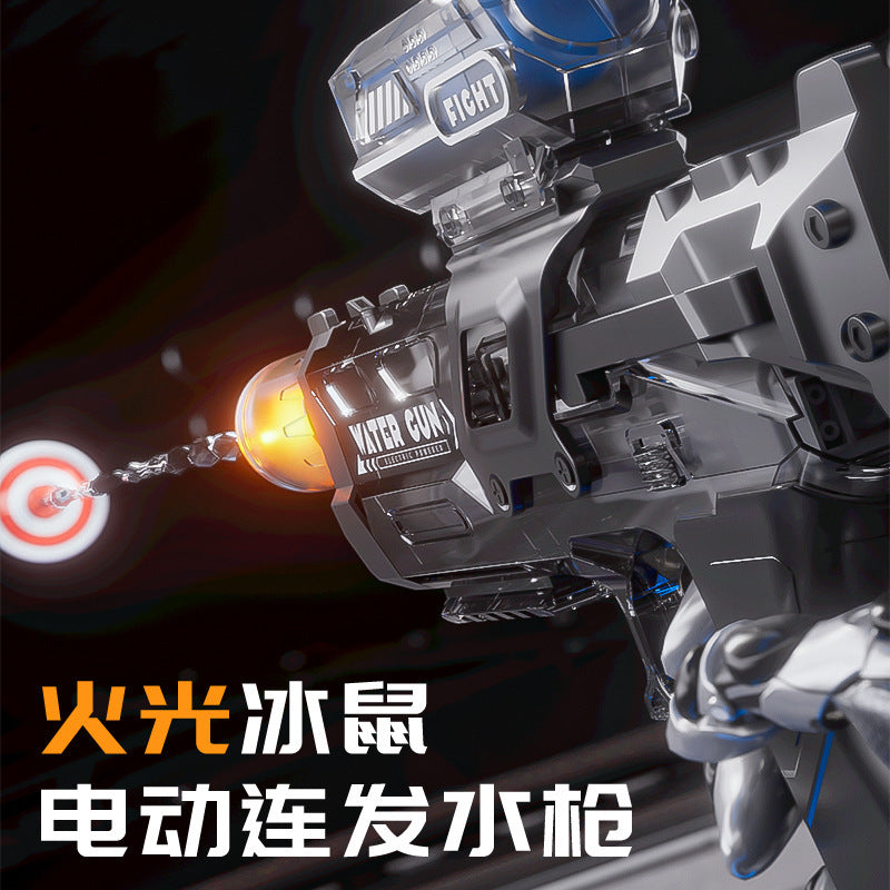 wholesale hot-selling fire-breathing electric water gun, ice mouse fire light, manual and automatic ice explosion foreign trade electric water gun toy