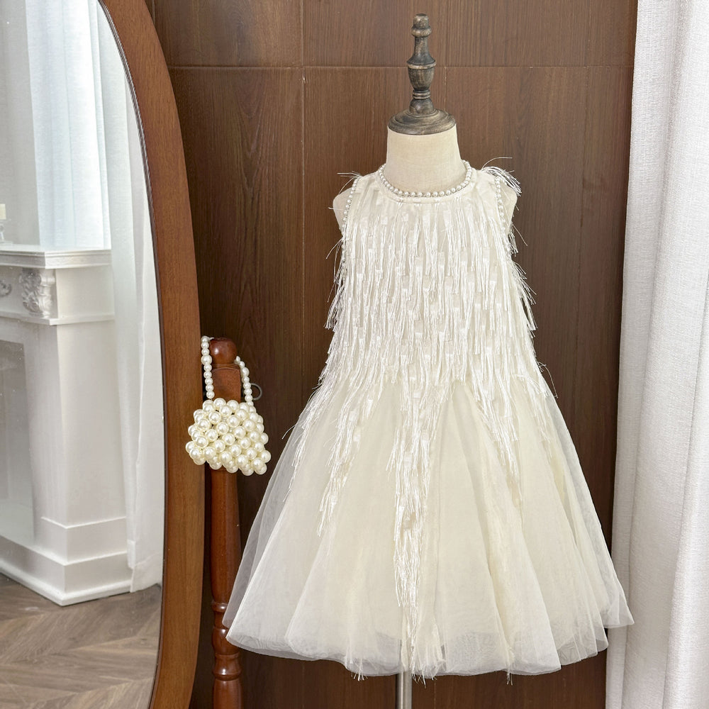 Girls' tassel tank dress - new summer  collection - kids' formal dress - summer outfit - girls' mesh princess dress - stylish & chic
