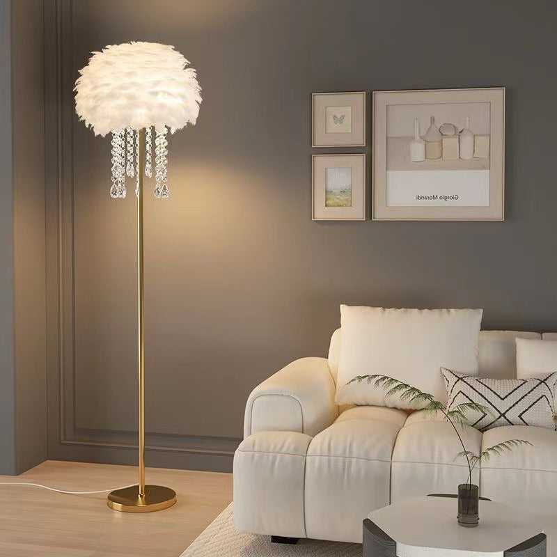 Floor lamp scandinavianaccessible luxurypopular feather lamp sofa living room lamp warm feeling storage vertical bedside atmosphere lamp