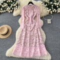 Frenchniche styleaccessible luxury socialiteclassy sense hook flower lacedress women's autum waist slimming lookelegant dress