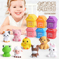 children's soft rubber animal matching number house mini pig duck frog finger puppet matching interactive toy